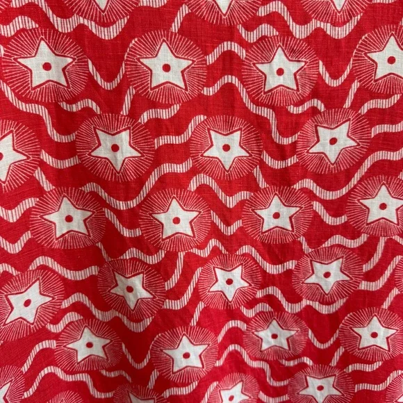 Boden Linen Dress Size 6 Long red Stars Print 100% Linen Washable 4th of July - Picture 8 of 11
